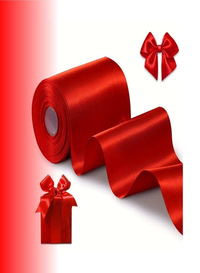 IMPRINT 5 inch Wide x 10 Meter Long Approx Red Satin Ribbon for Opening Cutting Ceremony, Wedding/Birthday Party Decoration, Gift Craft, Chair Sash, Table, Car Bows. Indoor/Outdoor use - Pack 1 pc - Image 4